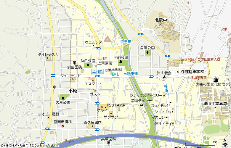 有）津山コンタクトレンズセンター付近の地図